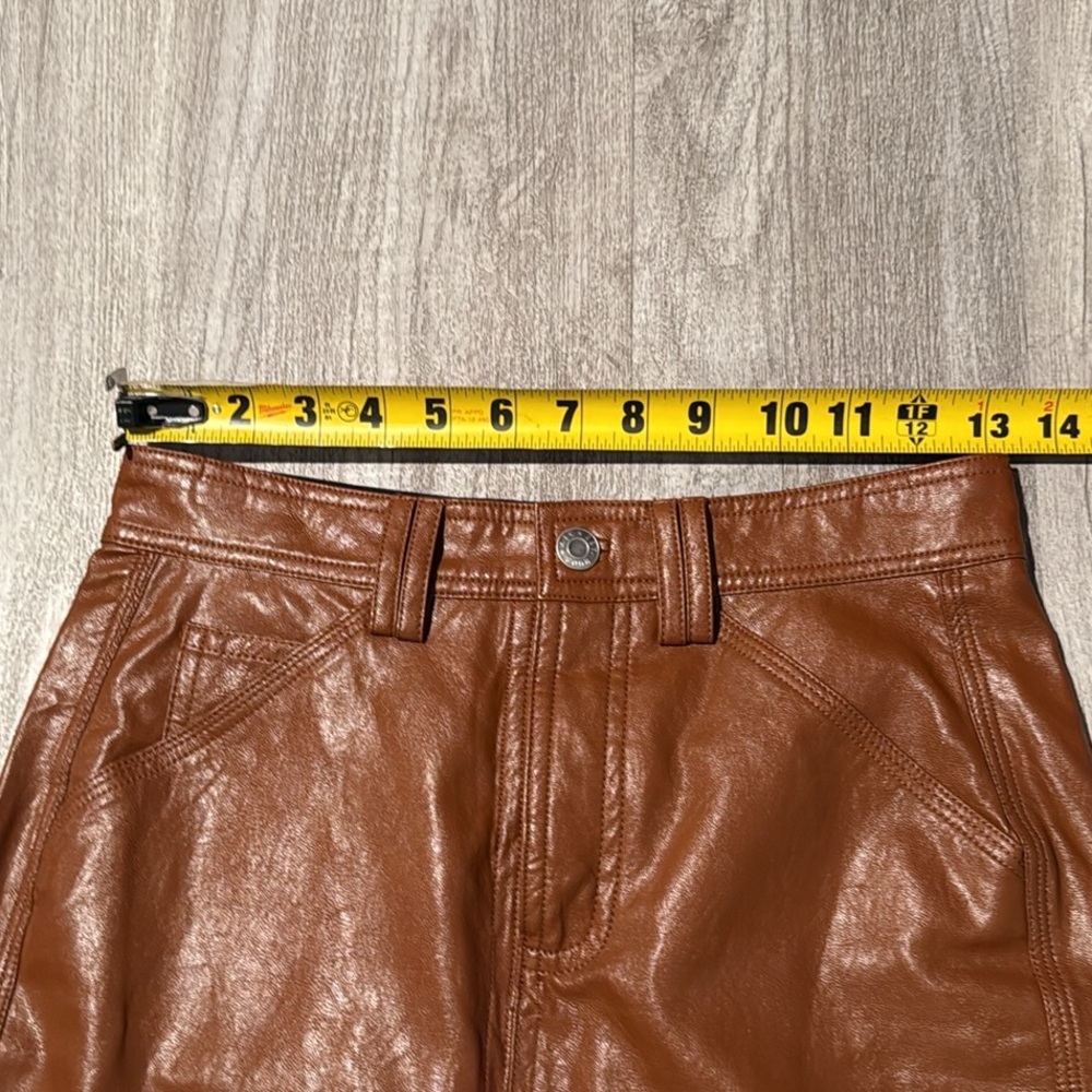 A.L.C. Brown Vegan Leather Midi Skirt - Picture 4 of 16